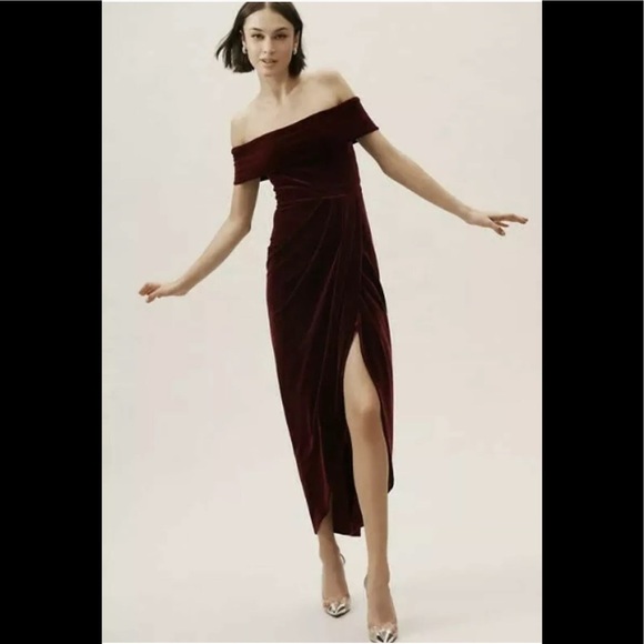 BHLDN Edison Red Velvet Dress Size 6 NWT - Picture 2 of 16